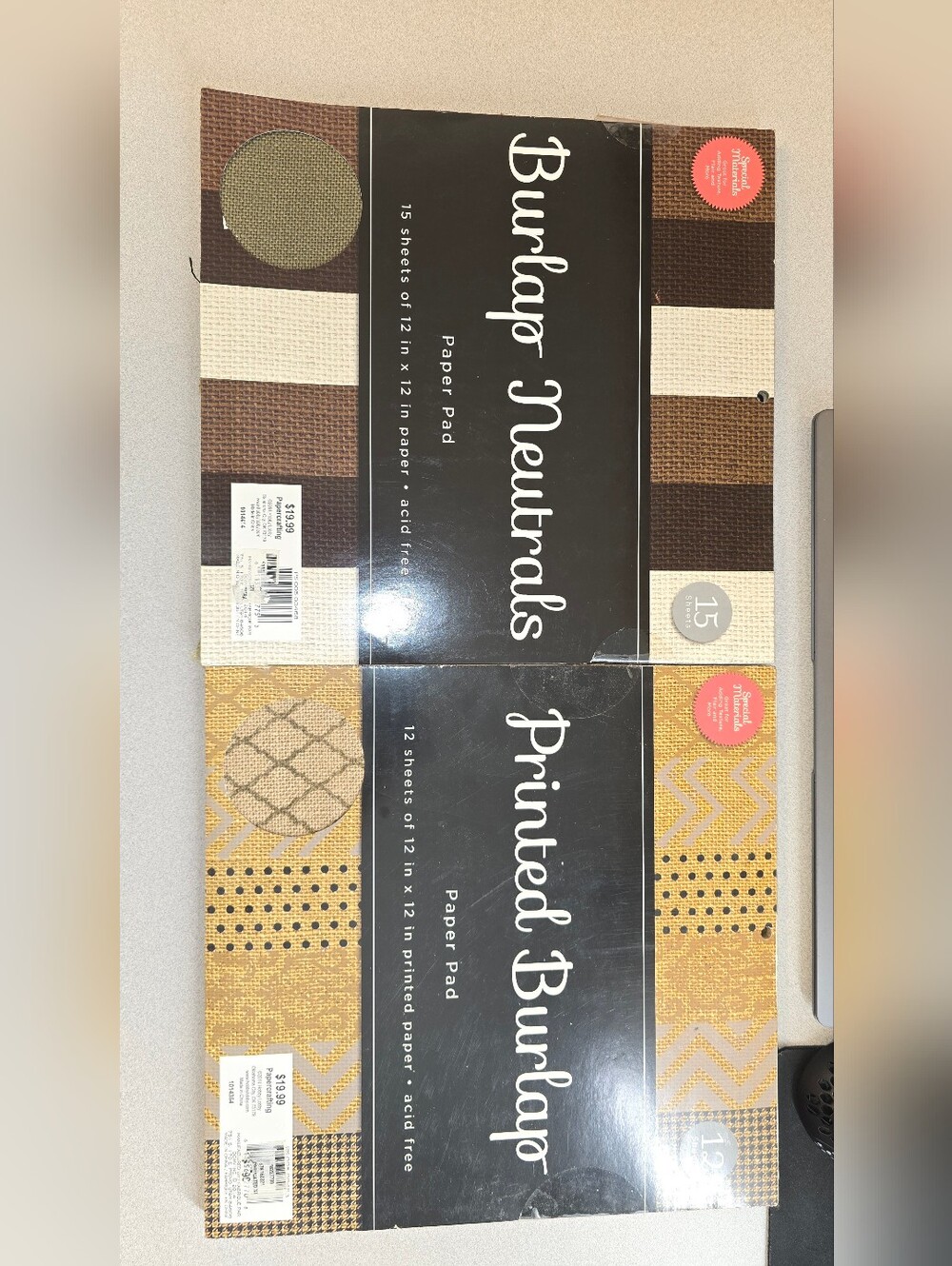 Burlap Scrapbook Paper Pad Lot 12x12 New 27 Sheets Rustic Craft Cardstock
